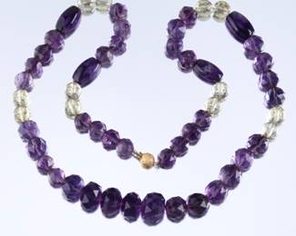 Ladies Gold, Amethyst and Citrine Necklace 