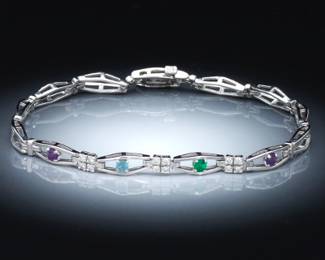 Ladies Gold, Diamond and Gemstone Bracelet 