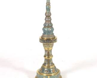 Chinese Antique Champleve Enamelled Lantern Base, Late Qing Period