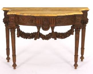 Louis XV Style Console Table with Marble Top