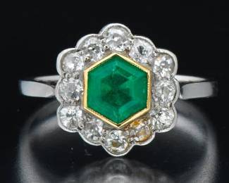 Antique Emerald and Diamond Ring 