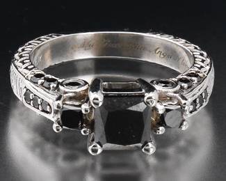 Ladies Gold and Black Diamonds Ring 