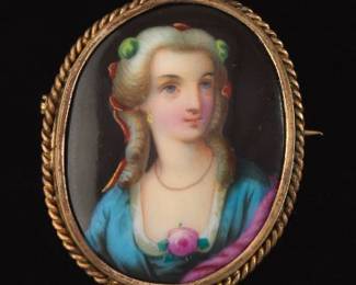 Antique Porcelain Brooch 