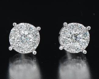 A Pair of Gold and Diamond Cluster Earrings 