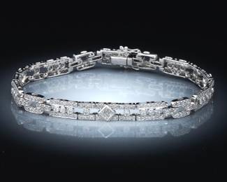 Ladies Art Deco Style Gold and Diamond Bracelet 