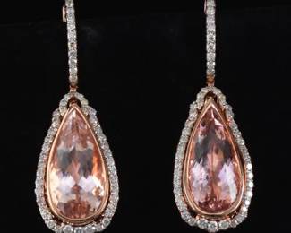 Oscar Friedman Morganite and Diamond Earrings 