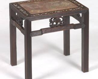 Chinese Mother of Pearl and Marble Side Table
