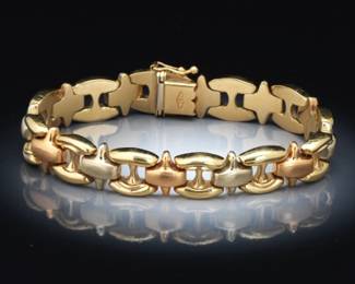 Ladies Italina Vintage TriColor Gold Bracelet 
