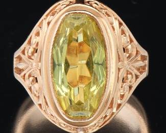 Soviet Era Gold and Yellow Stone Ring 