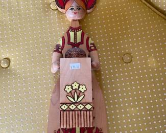 Vintage Russian Wooden Folk Art Doll
