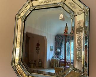Vintage Venetian Etched Glass Mirror