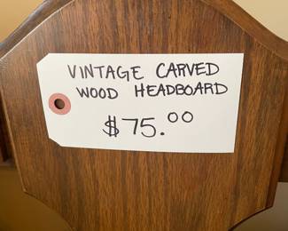Vintage Carved Wood Headboard
