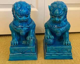 Foo Dog Ceramic Statue Pair