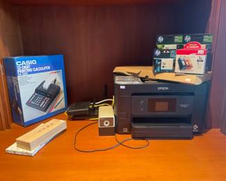 Epson WF-3820 Printer, HP Ink, Casio 12 Digit Calculator