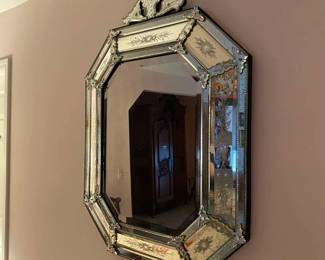 Vintage Venetian Etched Glass Mirror