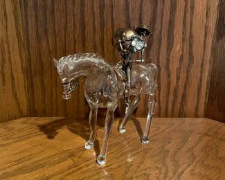 Glass Horse & Sterling Warrior Figurine