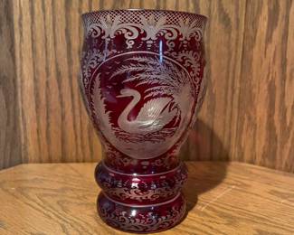 Egermann Bohemain Ruby Glass Vase