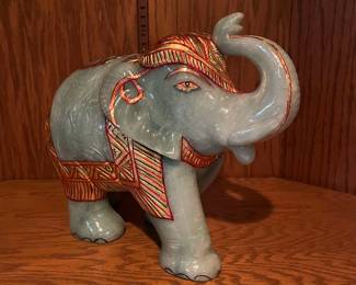 Jade Hand Painted Elephant Figurine