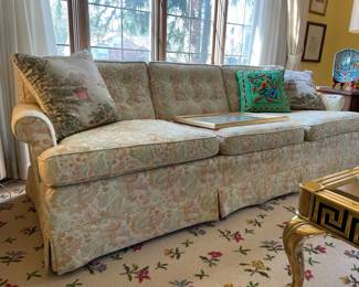 Bracewell Furniture couch, Vintage Oriental Satin Pillows