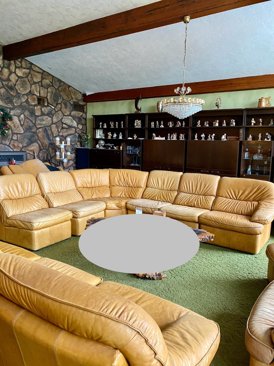 Vintage MCM leather sectional…shown in its original location. Currently available and will be offered as a presale item. Leather in great condition…no tears….needs some leather cleaner to bring it back to original glory. 