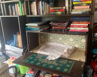 German detailing inside the drop down desks in the wall units