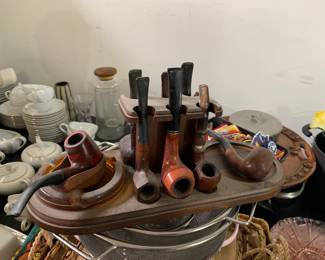 Vintage pipes and vintage pipe holder