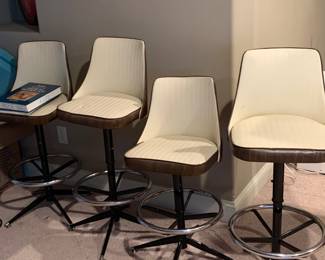 Set of 4 matching MCM style bar stools - adjustable height