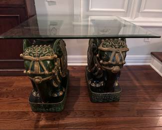 Elephant base glass top table