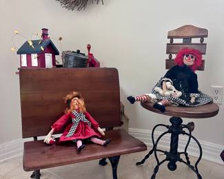Old Schoolroom Desk
Wrought Iron and Wood Stool
Dolls