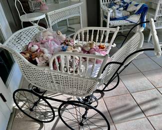 Vintage Wicker Baby Buggy