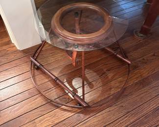 Antique Baby Walker made into a glass top table