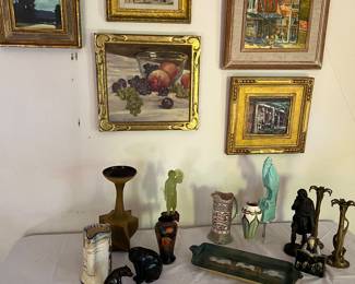 Sample of San Diego Plein Air artist (Spangenberg,  Pierce,  Fries, Otto Schneider, Rose Schneider( Toby Frame and 'Ramona Place' and pottery ...example of some of the many  interesting and one of a kind objects at this fabulous sale...
