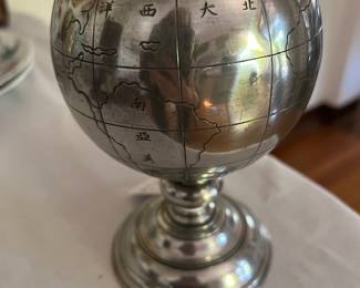 Antique pewter tobacco/tea Caddy World Globe (England)