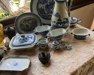 Antique Chinese Porcelain exports (Blue & White) pitcher, Recticulated Basket, ...