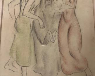 Daniel Dickey (1910-1961) 'Mother Bereft' (colored drawing)