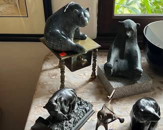Bronzes (Wah Chang, Minton / England Bear)/ Alaskan Bear(Canadian soap stone)