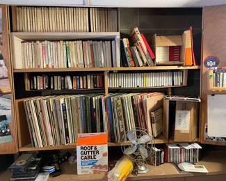 Albums, records, reels, 8 tracks.