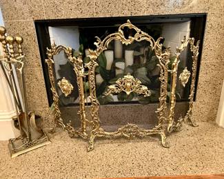 Louis XIV brass fire screen
$250