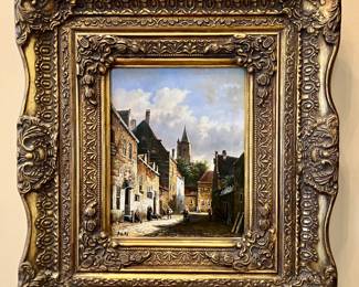 Signed oil on canvas, Tuscan street scene
16.5” x 18.5”
$100