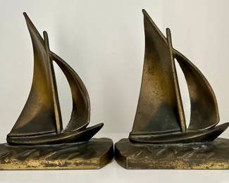 Brass Sailboat Bookends
