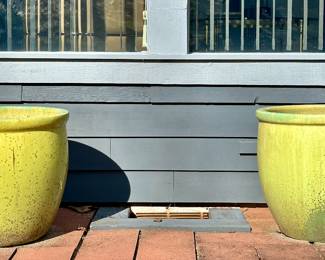 (2) Lime Green Planters