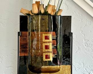 Art Glass Vase on Stand