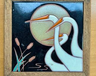 Mid Century Framed Ceramic Tile