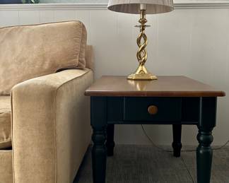 Barley Twist Brass Lamp & Side Table