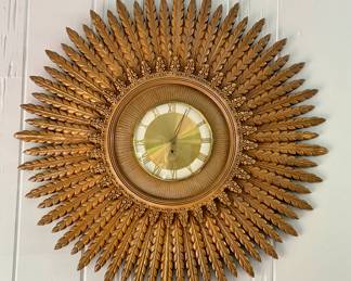 MCM Golden Starburst Wall Clock