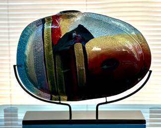 Art Glass Vase on Stand