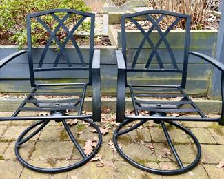 (2) Cast Aluminum Swivel Armchairs