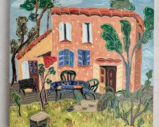 "My Good Friend's Home in Tholonet," Oil on Board Signed Nan Hass Feldman
