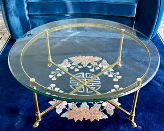 Glass & Brass Coffee Table with Paw Feet