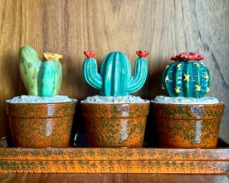 Decorative Ceramic Cactus Trio